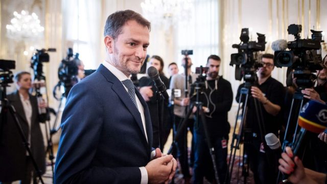 Igor Matovic, leader of anti-graft political movement Ordinary People and Independent Personalities (OLaNO), talks to the press on 2 March