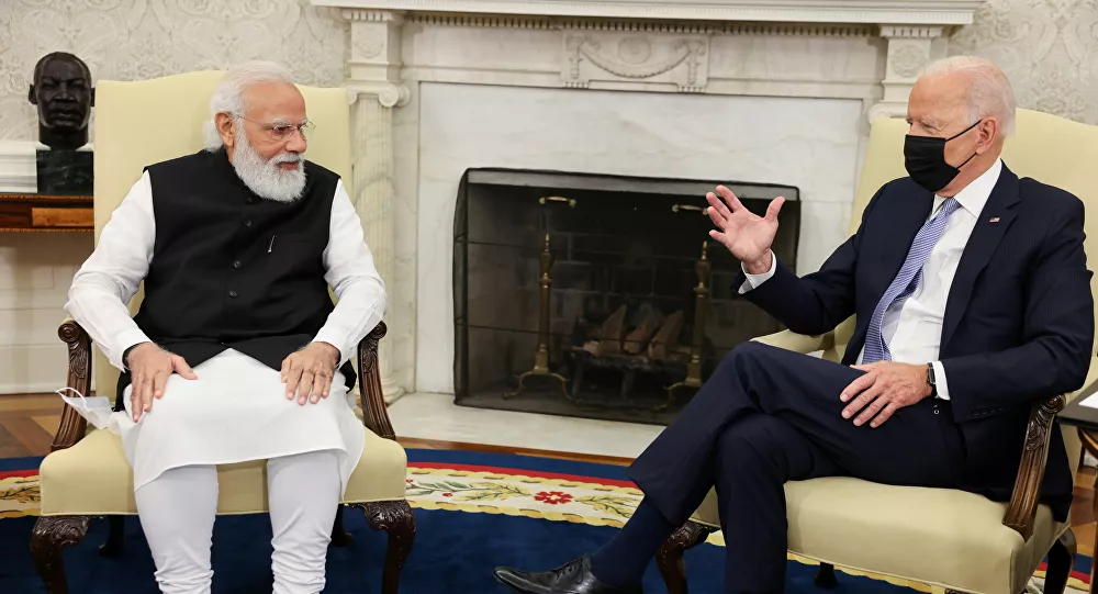 Tổng thống Mỹ Joe Biden gặp Thủ tướng Ấn Độ Narendra Modi tại Phòng Bầu dục Nhà Trắng ở Washington