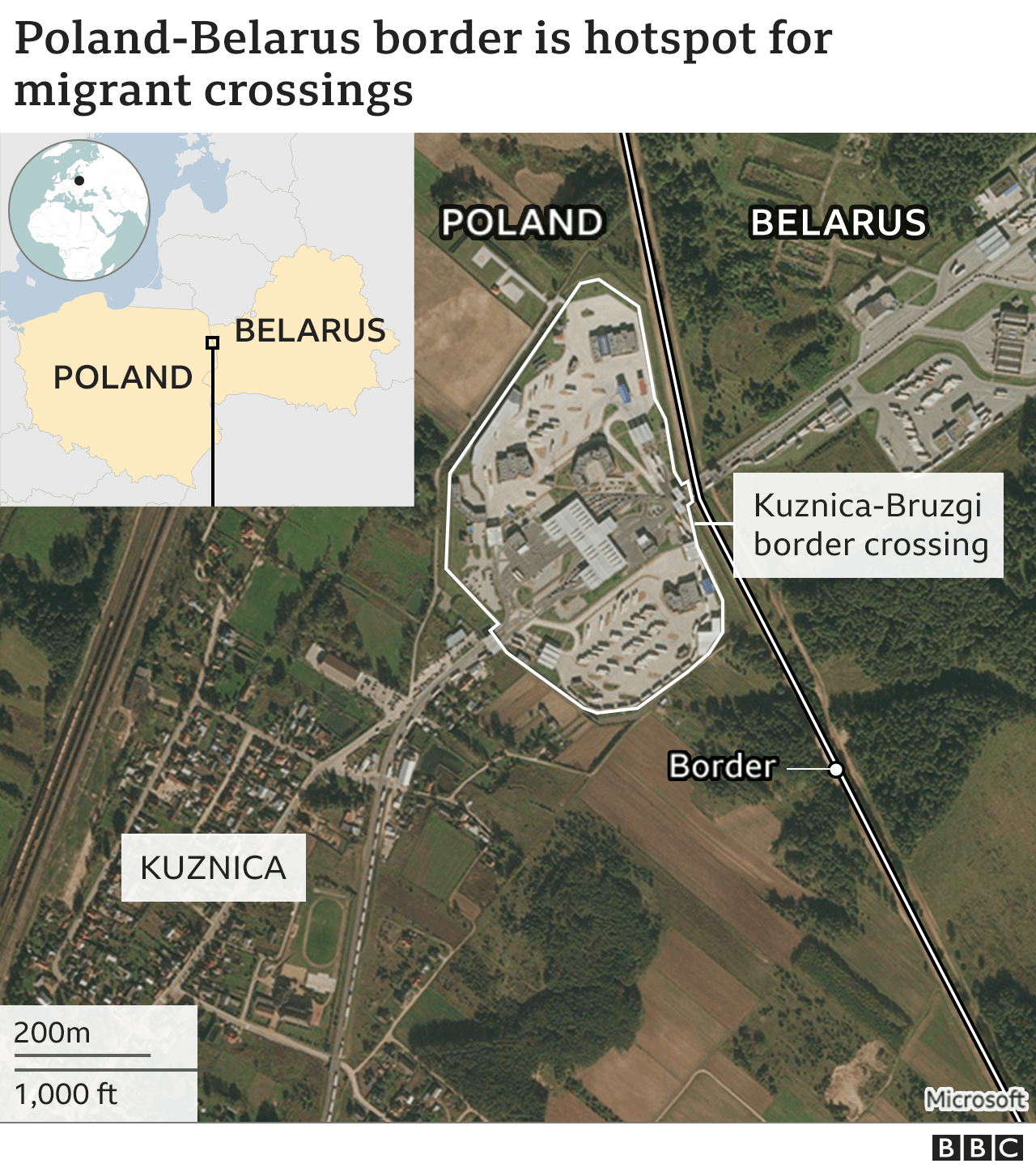 Map of Belarus border