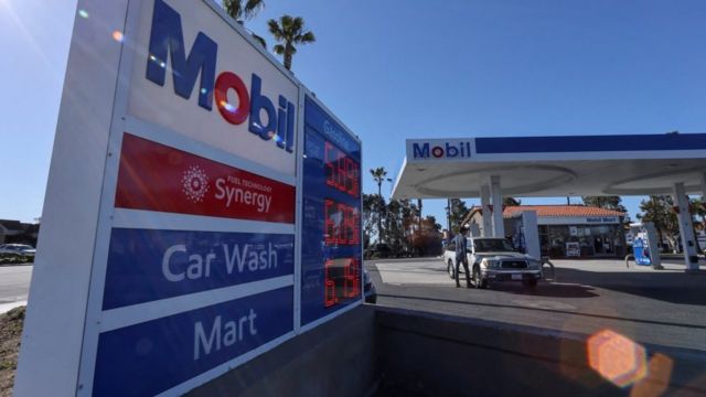 A gas station in California, US